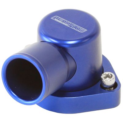 AeroFlow=Billet 90° Thermostat Housing - Blue Suit Ford 302-351C