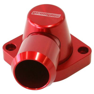 AeroFlow=Billet Swivel Thermostat Housing-Red Finish Suits GM LS1 & LS2