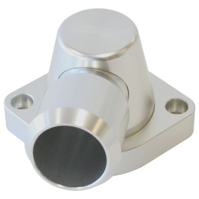 AeroFlow=Billet Swivel Thermostat Housing-Silver Finish Suits GM LS1 & LS2