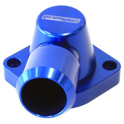 AeroFlow=Billet Swivel Thermostat Housing-Blue Finish Suits GM LS1 & LS2