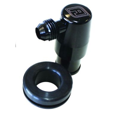 AeroFlow=Billet PCV Valve with -6AN Black Finish.