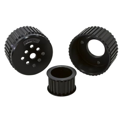 AeroFlow=Chevrolet Gilmer Drive Kit (Belt not included)-Black Finish Suit Chev