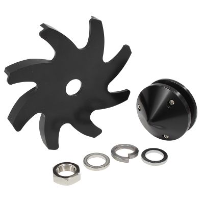 AeroFlow=Billet Alternator Fan & Pulley Suits Ford Chevy and Holden alternators Black