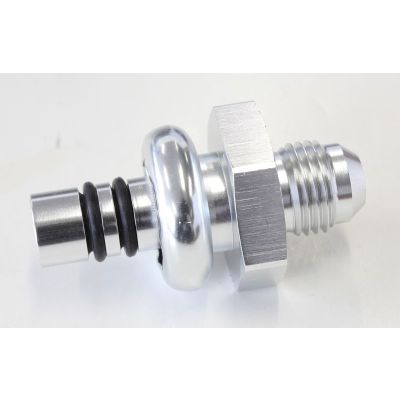 AEROFLOW = Ford EFI Regulator Adapter -6AN with .435" Shank Silver Finish