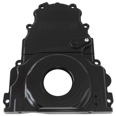 AeroFlow=GM LS 2-Piece Billet Timing Cover-Black Finish Includes Mounting Hardware