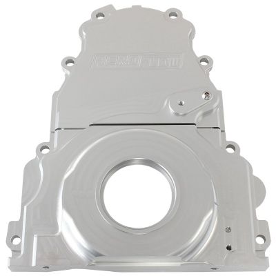 AeroFlow=GM LS 2-Piece Billet Timing Cover-Silver Finish Includes Mounting Hardware