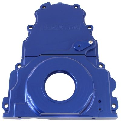 AeroFlow=GM LS 2-Piece Billet Timing Cover - Blue Finish Includes Mounting Hardware