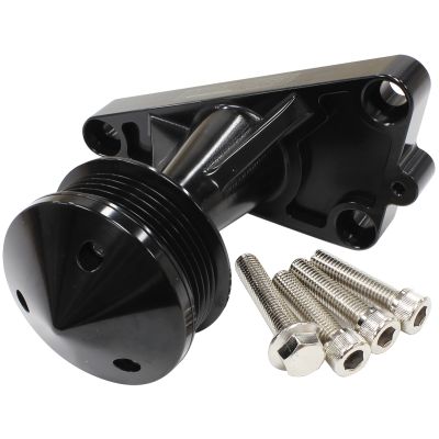 AeroFlow=GM LS Power Steer Delete Idler Bracket-Black Suit Early VT-VZ