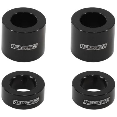 AeroFlow=Billet Aluminum Bolt Spacers Black M10 (3/8") 4-Pack