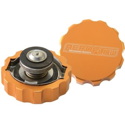 AERFOFLOW=Billet Radiator Cap Large Style suit 42mm Water Neck Gold Finish.