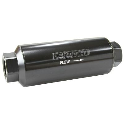 AEROFLOW = 40 Micron Pro Filter with -12 AN ORB Ports Black Finish 7" x 2.4"