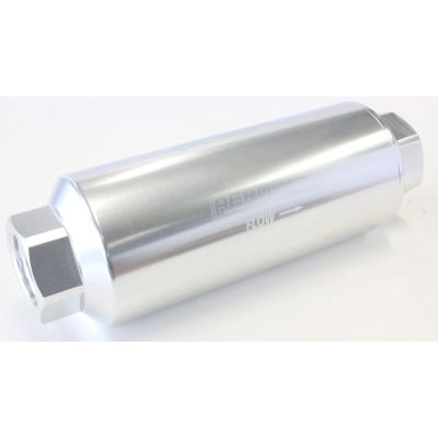 AEROFLOW = 60 Micron Pro Filter - Silver -12 AN ORB Inlet/Outlet Ports 7" x 2.4"