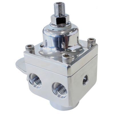 AEROFLOW = Billet 4-Port Carburettor Fuel Pressure Regulator -6 ORB Polished Finish