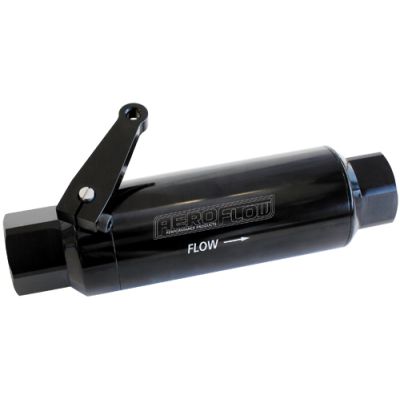 AEROFLOW = 60 Micron Pro Filter with Ball Valve - Black -12 ORB Ports 5.5" x 2"