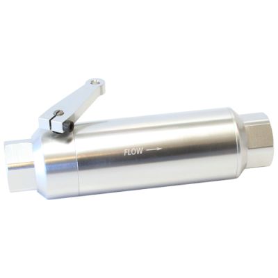 AEROFLOW = 60 Micron Pro Filter with Ball Valve - Silver -12 AN ORB Inlet/Outlet Ports