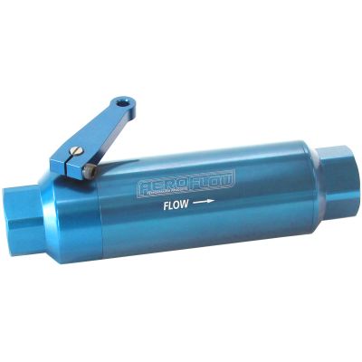 AEROFLOW = 60 Micron Pro Filter with Ball Valve - Blue -12 ORB Ports 5.5" x 2"