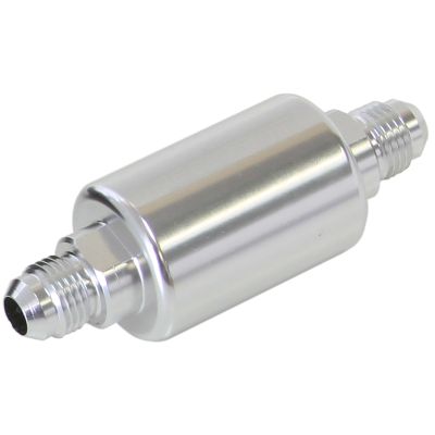 AEROFLOW =Billet Fuel Filter -6 AN 40-micron Stainless Steel element 1.25" x 3" L