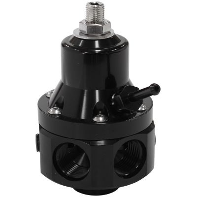 AEROFLOW = 4-Port 2000hp Billet Fuel Pressure Regulator 35-85psi Adjustable Black Finish