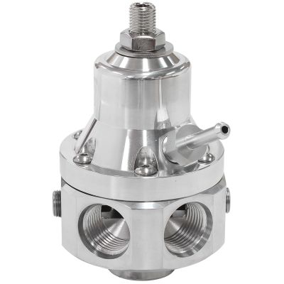 AEROFLOW=4-Port 2000hp Billet Fuel Pressure Regulator 35-85psi Adjustable Polished Finish