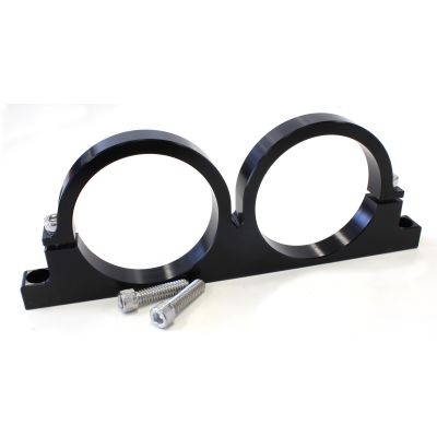 AeroFlow=Dual Billet Filter Bracket Black Finish. Suits 2-1/2"