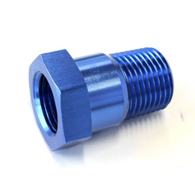 AeroFlow=Temperature Probe Adapter 3/8" NPT to 5/8"-18 UNF Blue