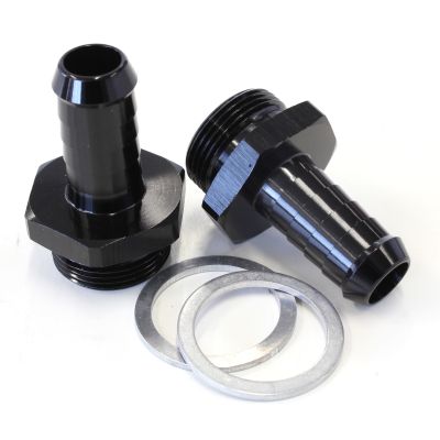 AeroFlow=Carburettor Adapter - Male 1/2" Barb to 7/8" x 20 Black Finish