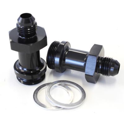 AeroFlow=Carburettor Adapter - Male 7/8" to -6AN 1-3/4" Long Black Finish