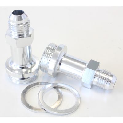 AeroFlow=Carburettor Adapter - Male 7/8" to -6AN 1-3/4" Long Silver Finish