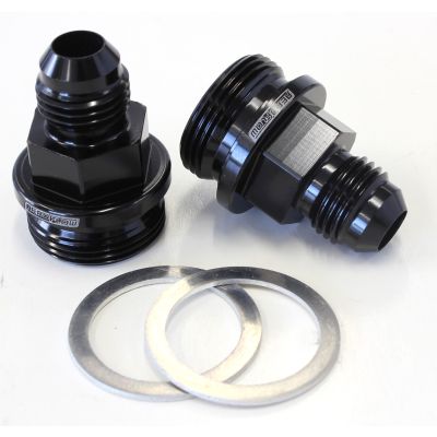 AeroFlow=Carburettor Adapter - Male 7/8" to -6AN Short Black Finish Suit Holley Inlet Feed