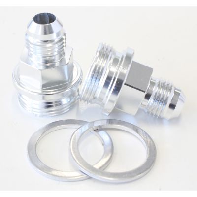 AeroFlow=Carburettor Adapter - Male 7/8" to -6AN Short Silver Finish Suit Holley Inlet Feed