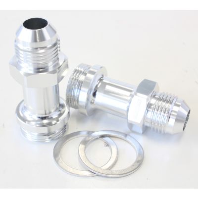 AeroFlow=Carburettor Adapter - Male 7/8" x 20 to -8AN Silver Finish Suit Holley Inlet Feed