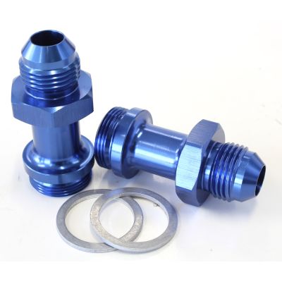AeroFlow=Carburettor Adapter - Male 7/8" x 20 to -8AN Blue Finish Suit Holley Inlet Feed