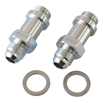 AeroFlow = Carburettor Adapter - Male 9/16" x 24 to -6AN 1-3/4" Long Silver Finish