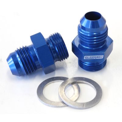 AeroFlow=Carburettor Adapter - Male 9/16" x 24 to -6AN Short Blue Finish