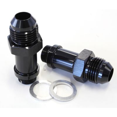AeroFlow=Carburettor Adapter - Male 9/16" x 24 to -8AN Black Finish