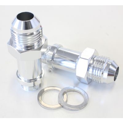 AeroFlow=Carburettor Adapter - Male 9/16" x 24 to -8AN Silver Finish