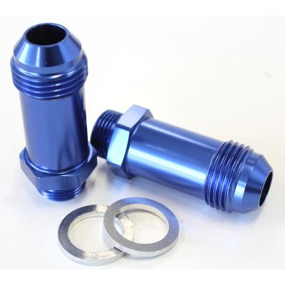 AeroFlow=Carburettor Adapter - Male 9/16" x 24 to -8AN Blue Finish