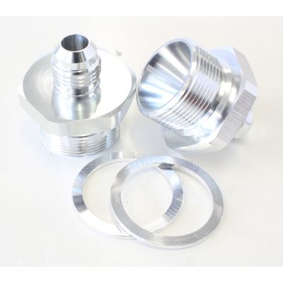 AeroFlow = Carburettor Adapter - Male -6AN to 1" x 20 Silver Finish Suit Quadrajet Inlet Feed