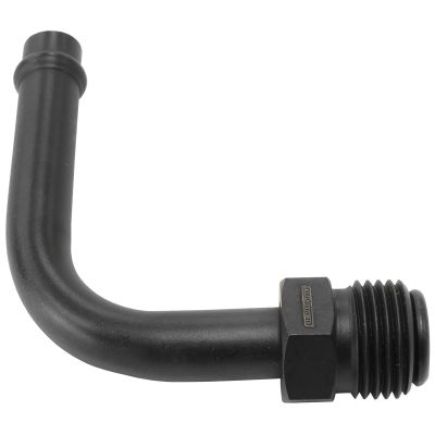 AeroFlow = 90° Holley / Stromberg Inlet Fitting - Black 5/8" -20 Thread to 3/8" Barb