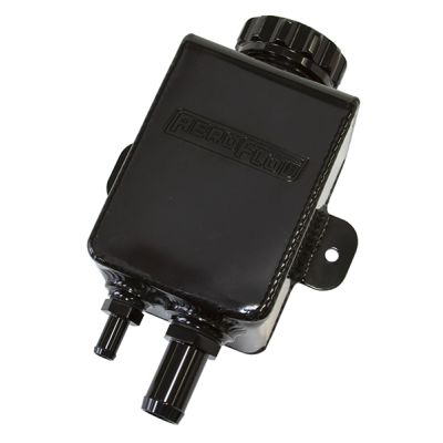 AeroFlow=Fabricated Square Power Steering Reservoir - Black With -10 ORB and -6 ORB