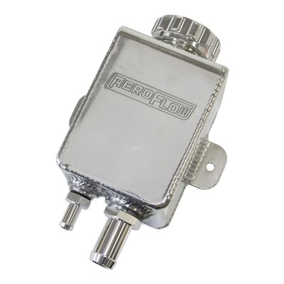 AeroFlow=Fabricated Square Power Steering Reservoir - Polished with -10 ORB and -6 ORB
