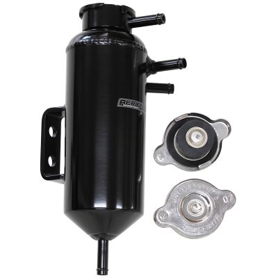 AeroFlow=Universal Header Tank-Black With 5/16" Male Barbs Radiator Cap & Blanking Cap