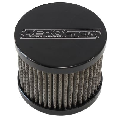 AEROFLOW=Stainless Steel Billet Breather with -8AN Female Thread Black Finish.