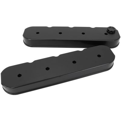 AeroFlow=GM LS Billet Valve Cover Set Black Finish with No Logo