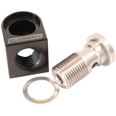 AeroFlow=GM LS Billet Valley Plate Banjo Oil Pressure Adapter Suit GM Factory M16