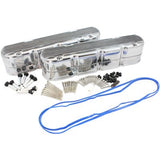 AeroFlow=GM LS 2 Piece Retro Finned Valve Cover Set Polished Finish Suit GM LS Series