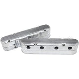 AeroFlow=GM LS 2 Piece Retro Finned Valve Cover Set Polished Finish Suit GM LS Series