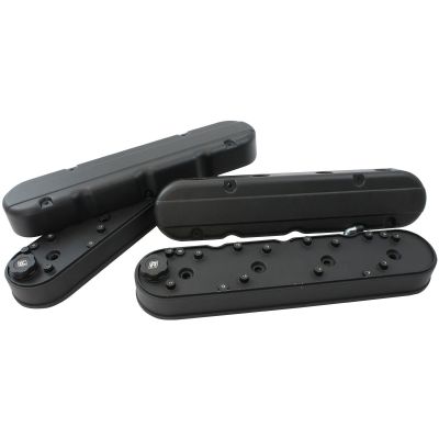 AeroFlow=GM LS 2 Piece Retro Smooth Valve Cover Set Black Finish Suit GM LS Series