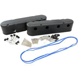 AeroFlow=GM LS 2 Piece Retro Smooth Valve Cover Set Black Finish Suit GM LS Series
