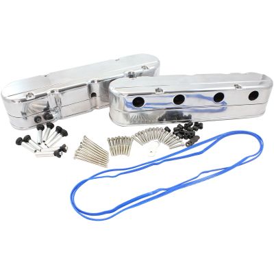 AeroFlow=GM LS 2 Piece Retro Smooth Valve Cover Set Polished Finish Suit GM LS Series